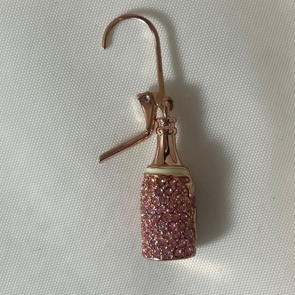 New Kate Spade Pink Sparkly Champagne Bottle Earrings - Picture 4 of 5